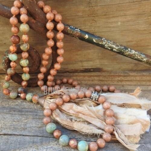 Vintage Necklace Beaded Sari Silk Tassel Necklace Beaded Bracelet Necklace Bracelet Jewelry Set NM21001