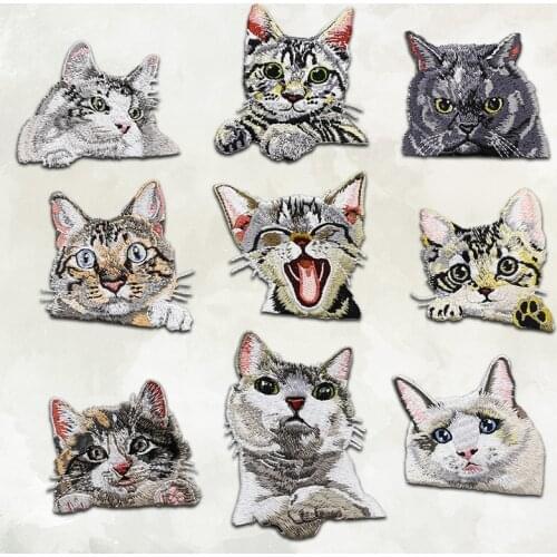 1Pcs Embroidered Cloth Patches Pocket Cat Iron on Sew on Lovely pet Embroidery Stickers DIY Patch Cats Clothing Appliqued Badges