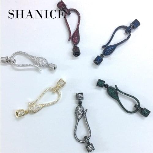 Cubic Zirconia 2pc 9x50mm CZ Micro Pave Hook Lobster Clasp Cubic Zirconia Clasp DIY Jewely