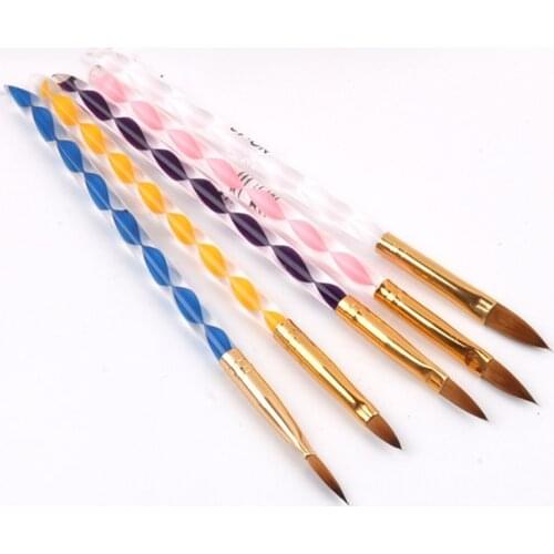 5pcs/lot Nail Art Brush Acrylic Crystal Nail Carving Painting Pen UV Gel Polish Cuticle Pusher Dotting Tools Set