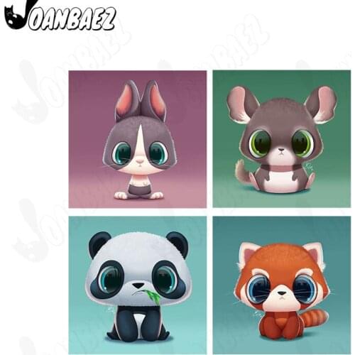 5Ddiy Diamond Painting Cartoon Animal Little Panda Fox Cross Stitch Diamond Embroidery Dream Mosaic Home Decoration Gift