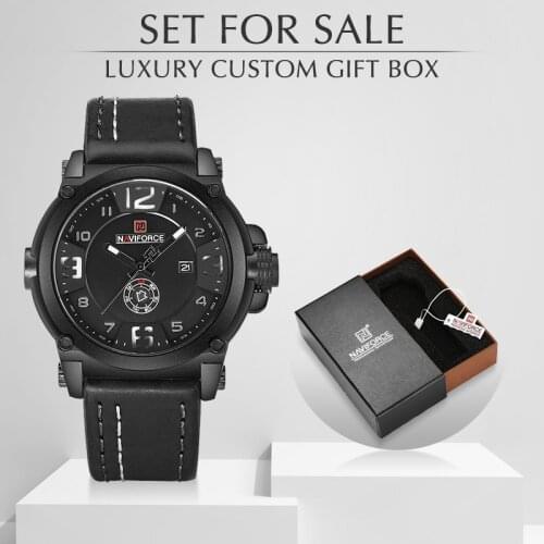 NAVIFORCE Men Watches Top Luxury Brand Sports Military Quartz Mens Watch Leather Waterproof Wristwatch With Box Set For Sale