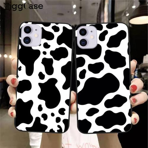 White Black Cow Symbol Pattern Print Phone Case Funda for IPhone 11 Pro Max 6 7 8 Plus 5 SE 2020 X XS MAX XR Soft Silcone Cover