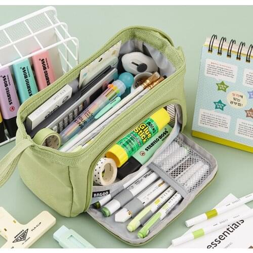 Large Capacity Pencil Case Canvas Pencilcase School Student supplies Supplies Pencil Bag School Box Pencil Pouch Stationery