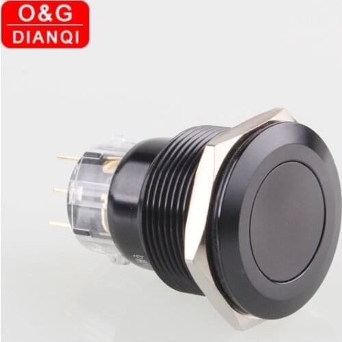 22mm Black Metal Push Button Switch Flat Head Waterproof Switch Self locking Momentary Switch for Boat Car Computer Speaker