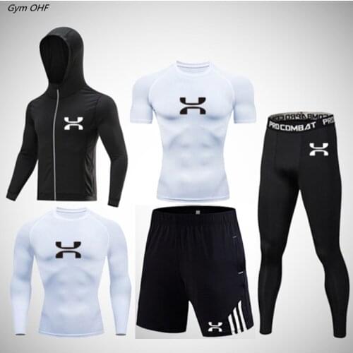 New Brand Compression Mens Sport Suits Quick Dry MMA Boxing Jerseys Jogger Training Men Gym Fitness T-shirt Tracksuits sets Men