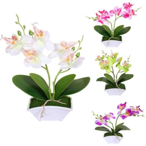 Artificial Butterfly Orchid Bonsai Fake Flower with Pot Home Table Decoration Fake Butterfly Orchid Artificial Bonsai