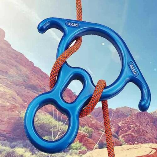 Outdoor Climbing Carabiners Ox Horn Hoop Abseiling Device 50KN Rock Climbing 8 Rings Downhill Descender