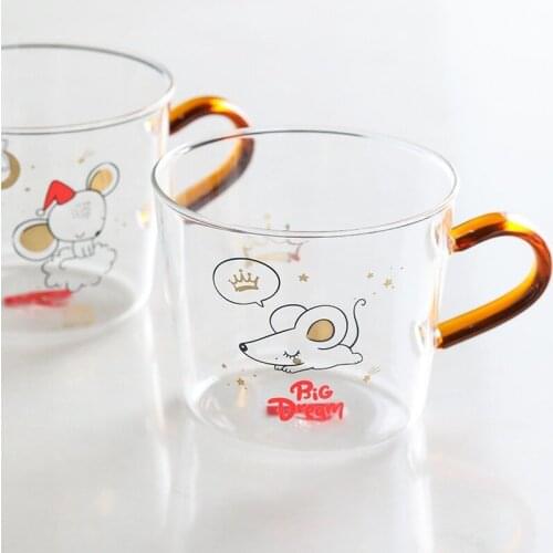 Creative High Boron Silicon Small Mouse Glass Home Handle Breakfast Cup Office Drinking Cup coffee mug mugs coffee cups