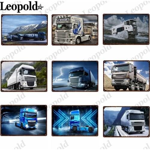 Vintage Plaque Transporter Metal Road Blue Truck Poster Tin Plate Wall Artist Home Bar Club Garage Decoration 20X30Cm