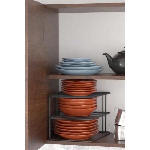 DOLAP İÇİ DÜZENLEYİCİ MUTFAK RAFI METAL MAT SİYAH