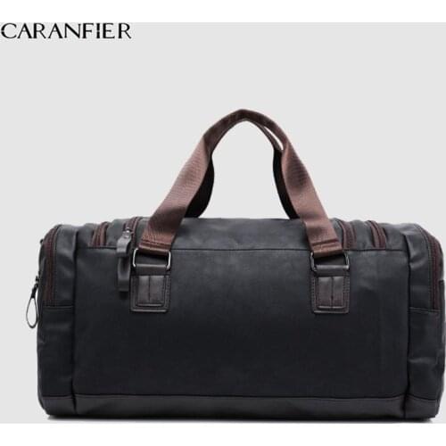 CARANFIER Mens Handbag PU Leather Big Capacity Travel Bag Multi-function Crossbody Bags Men Shoulder Waterproof Vintage Handbags