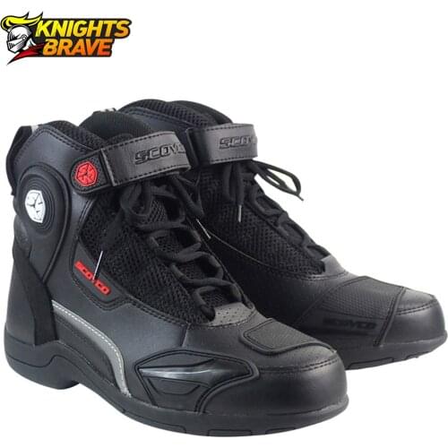 Men Motorcycle Boots Summer Breathable Motorcycle Shoes Moto Protion Botas Moto Motocross Boots Biker Racing Riding Boots