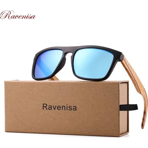 Ravenisa Natural Wooden Sunglasses Men Polarized Fashion Square Sun Glasses Original Wood Oculos de sol masculino