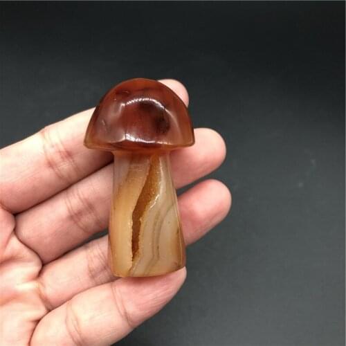Natural Rare Red Agate Crystal mushroom carving Reiki Healing