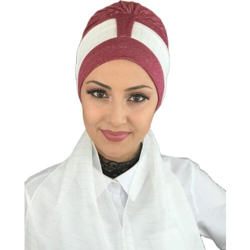 New Fashion 2021 Hijab Turban Lady Hat Seasonal Scarf Hijab Foulard Single Size Burgundy Bone Wrap