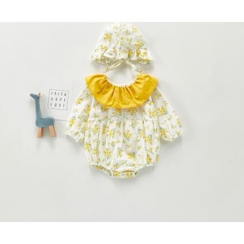 Angoubebe 203H52 Fall 2020 new small and pure cotton romper girl flower doll romper