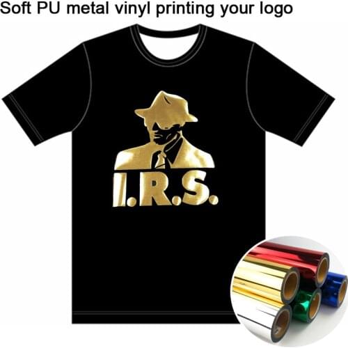 Wholesale PU Soft Metal Heat Transfer-film Vinyl Printing LOGO on T-shirts PU Flex Transfer film Vinyl print on Clothes