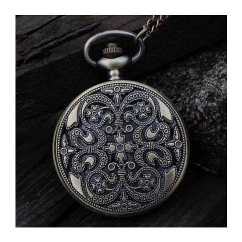 Wholesale Vintage bronze Chinese knot quartz watches Fashion steampunk antique Necklace pocket watch