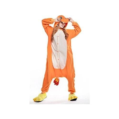 Pajamas Dragon Orange Leotard/Onesie Festival/Holiday Animal Sleepwear Halloween Orange Patchwork Polar Fleece