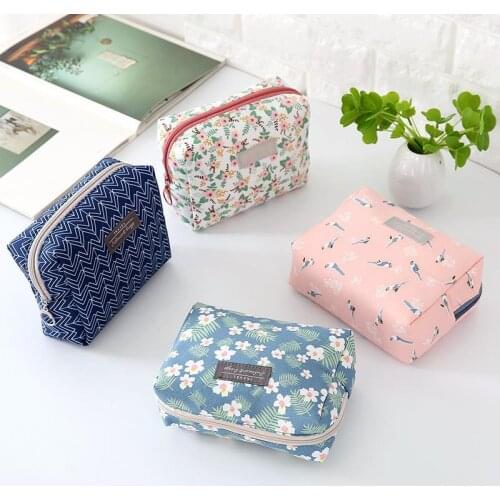Portable Travel Organizer Storage Bags Women Cosmetic Bag Makeup Storage Bag Literary Zipper Coin Purse Sundries Storage