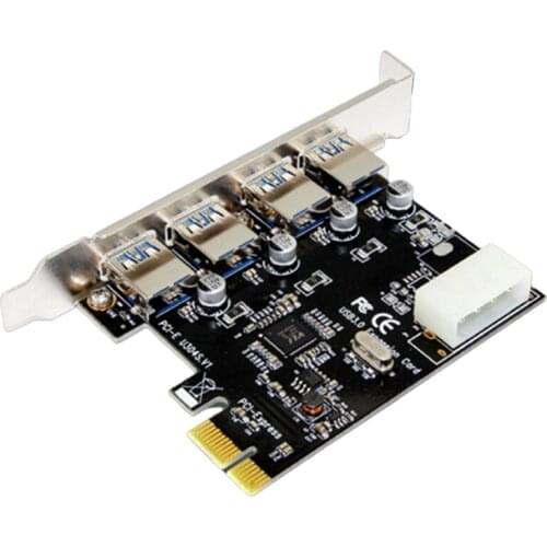 1 Set Professional 4 Port PCI-E to USB 3.0 HUB PCI Express Expansion Card Adapter 5 Gbps Speed for Desktop