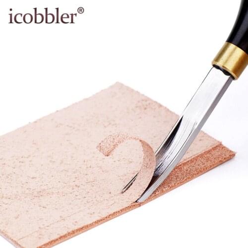 Professional Leather Edge Beveler Skiving Tool, Wide Mouth Leathercraft Thinning Curved Angle Round Edge Shovel Craft Trimmer