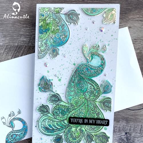 CLEAR STAMPS Peacock Scrapbook Handmade Card Album Paper Craft Rubber Transparent Silicon Stamp AlinaCraft