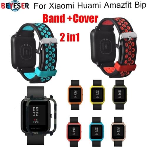 Watch Strap Frame PC Case for Xiaomi Amazfit Bip BIT PACE Lite Youth Watch Protect Shell watchband Strap with buckle accessories