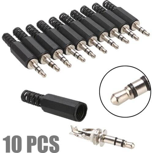 10pcs 3.5mm 1/8" Audio Male Plug 3.5 Audio Jack Plug 4 Sections Balance Plug for Headphone Cable Extension Connector Adapter