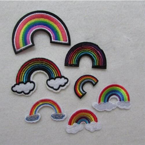 Brand new rainbow Mixed patches Iron-on Embroidery Patches For Clothing Fabric Patch Badge Stickers For Clothes Decoration