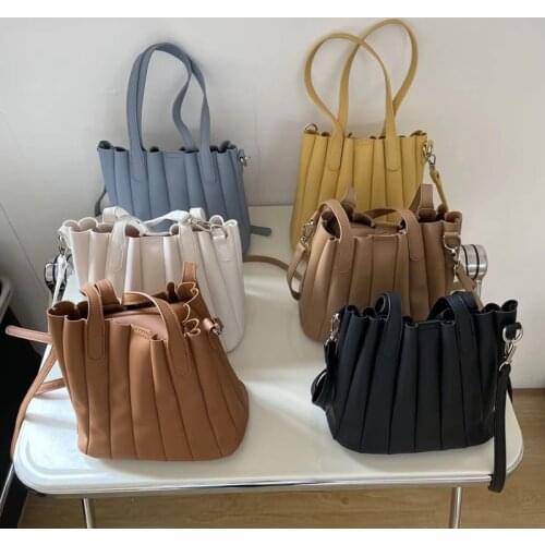 2021 New Womens Bag Female Pleated Bag PU Leather Small Handbags Organ Designer Bag Sets Japan Ladies Shoulder Bag Whole Sale