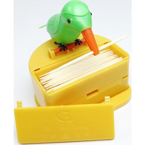 Smart Push-type Toothpick Small Bird Pecks Holder Creative Automatically Pops Up Cute Bird Toothpick Holder