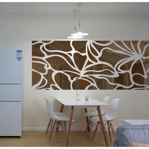 Mirror Wall Decor Sticker Acrylic Home Decoration Geometric Pattern Stickers Living Room Bedroom DIY Mirror Decals Removable