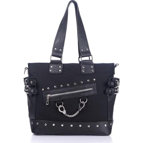 2021 Rock Style Rivet Handbag Fashion Women Punk Casual Tote Zipper Chain Female Motorcycle Shoulder Crossbody Bag
