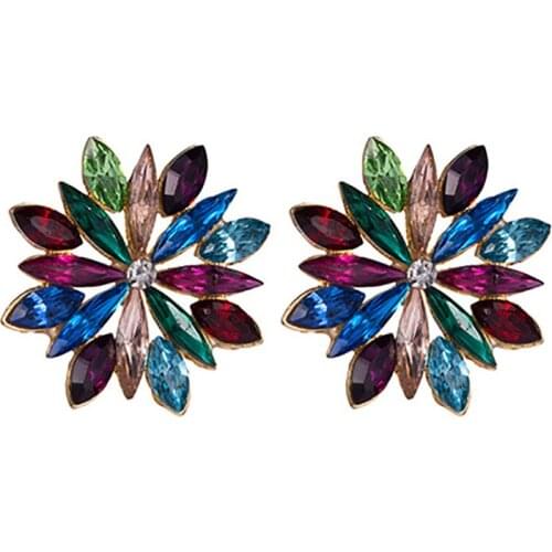 ZHINI Bohemia Cut Sunflower Zirconia Crystal Stud Earrings for Women Black/Colorful Rhinestone Earrings Jewelry 2020 brincos