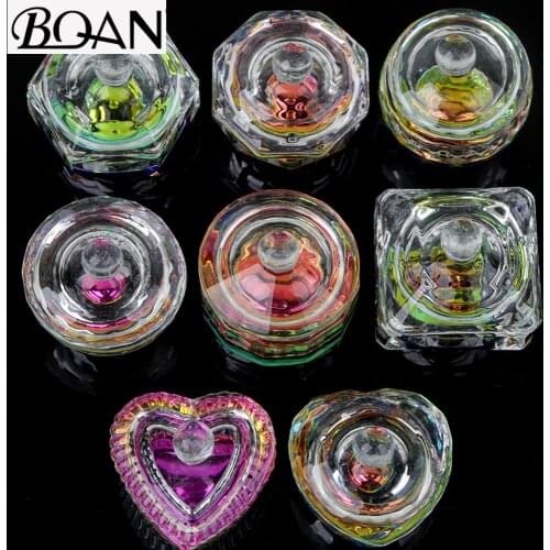 BQAN Colors 1PC Acrylic Powder Liquid Crystal Glass Dappen Dish Lid Bowl Cup Holder Manicure Equipment Nail Tool For Nail Art