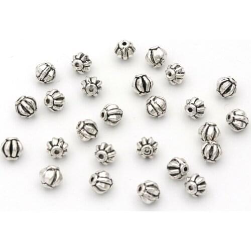 20pcs Antique SilverColor Metal Gasket Loose Spacer Lantern Beads For Jewelry Finding Handmade Necklace Bracelet DIY Accessories