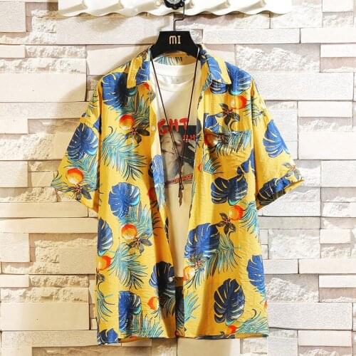 2021 Summer Mens Beach Shirt Fashion Short Sleeve Floral Loose Casual Shirts Plus SIZE M-4XL 5XL Hawaiian