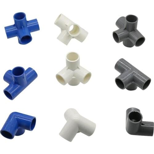 3-way 4-way 5-way 20mm Stereoscopic PVC Connector Garden Irrigation Water Supply Three-Dimensional Water Pipe Joint Adapter 2Pcs