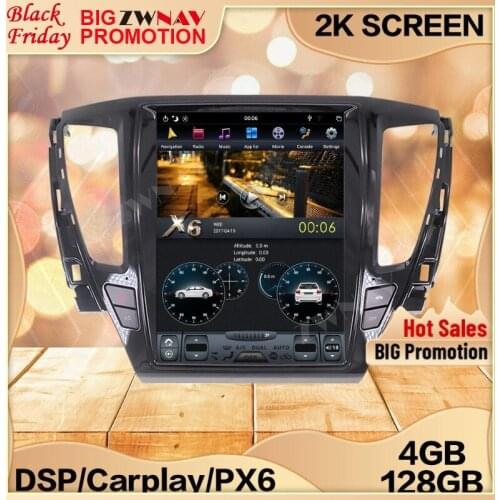 4+128G Tesla Carplay Screen For 2016 2017 2018 Mitsubishi Pajero Android 9 Multimedia GPS Audio Radio Stereo