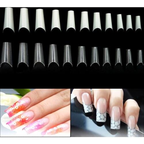 500pcs Natural/Clear Color Nail Art C Tips French Acrylic C Curve False Nails fake Tips 10 Sizes for Nail Salons