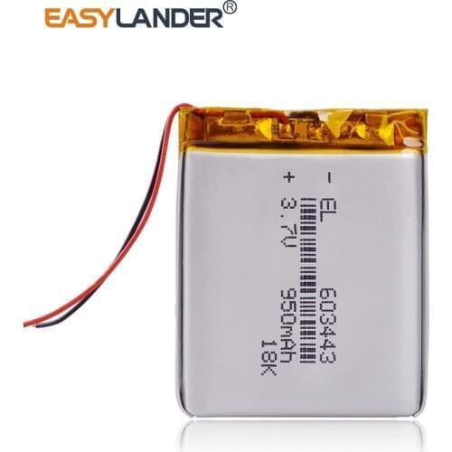 3.7V 950mAh 603443 Lithium Polymer Li-Po Rechargeable li ion Battery For Mp3 MP4 GPS power bank electronic DVD part navigator