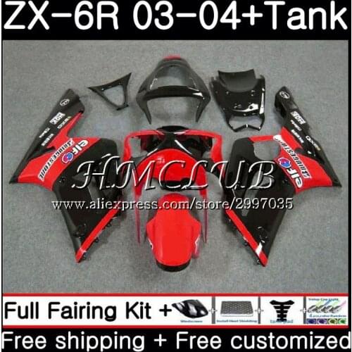 +Tank For KAWASAKI NINJA red black ZX600 ZX636 ZX-6R 2003 2004 56HC.18 ZX 636 6 R 600CC ZX-636 ZX6R 03 04 ZX 6R 03 04 Fairing