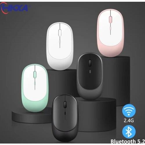 HKXA Wireless Mouse Computer Bluetooth Mouse Silent PC Mause Rechargeable Ergonomic Mouse 2.4Ghz USB Optical Mice for Laptop PC