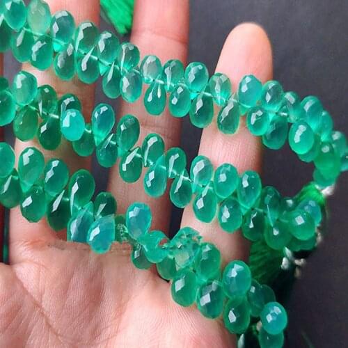 AAAA green Chalcedony drop faceted/roundelle faceted LOOSE BEADS wholesale for DIY jewelry