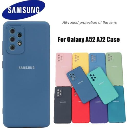 Samsung Galaxy A52 5G 4G Case Silky Silicone Cover Soft-Touch Back Protective Housing Original Liquid Silicone For A72 4G 5G