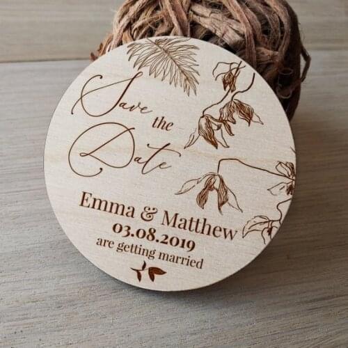 Rustic Floral Wooden Wedding save the date magnets, Boho Garden and Outdoor wood magnets, Rustic wedding gifts