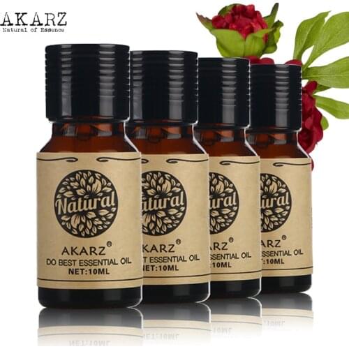 AKARZ Famous brand Tea Tree Osmanthus Lotus Vetiver essential oil For Aromatherapy Massage Spa Bath skin care 10ml*4
