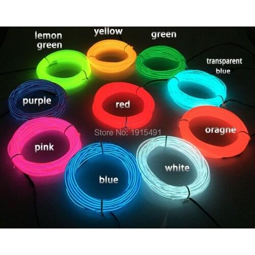 3.2mm 15Meters 10 Colors Choice EL wire Flexible Neon Holiday lighting Powered by 12V Drives,For Car-Styling Interior Decor